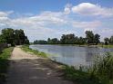 Labe v horní části Brandýsa nad Labem se jen líně valí dál, jez o kousek níže dělá své.
