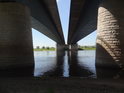 Mezi dálničními mosty přes Labe u Hohenwarthe.