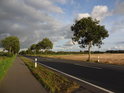 Cyklostezka vedle silnice mezi obcemi Belum a Otterndorf v levobřežní nivě Labe.